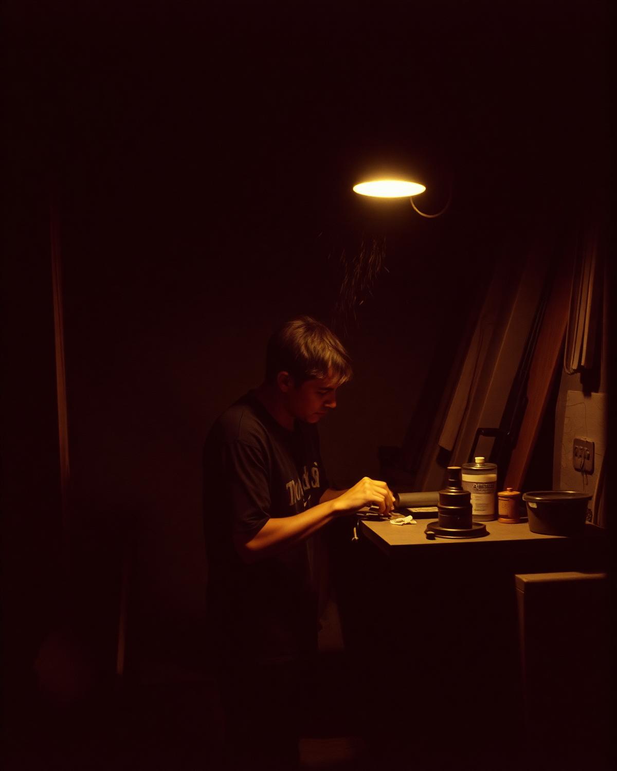 A person alone in a workshop, starting again