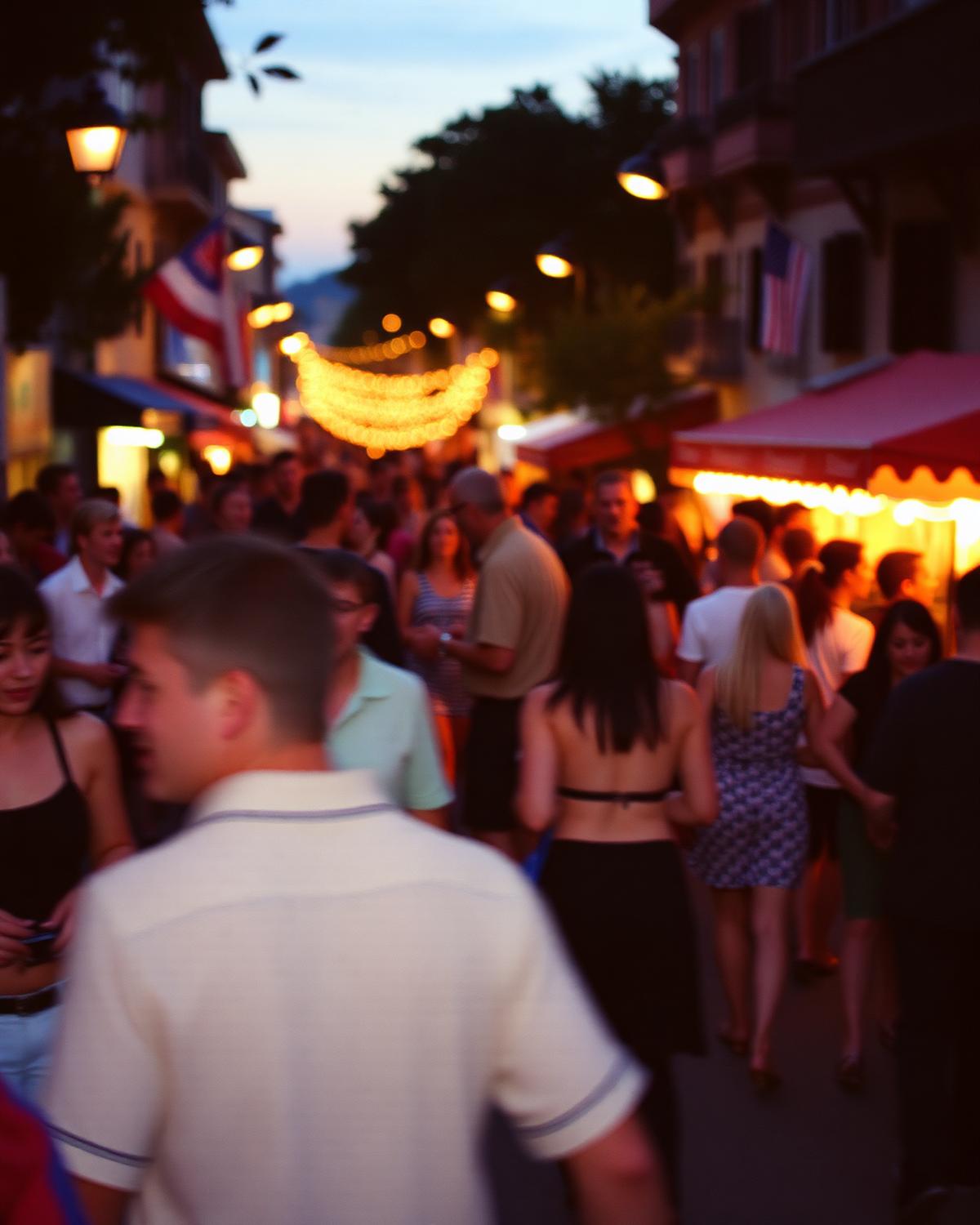 A street festival crowd in motion